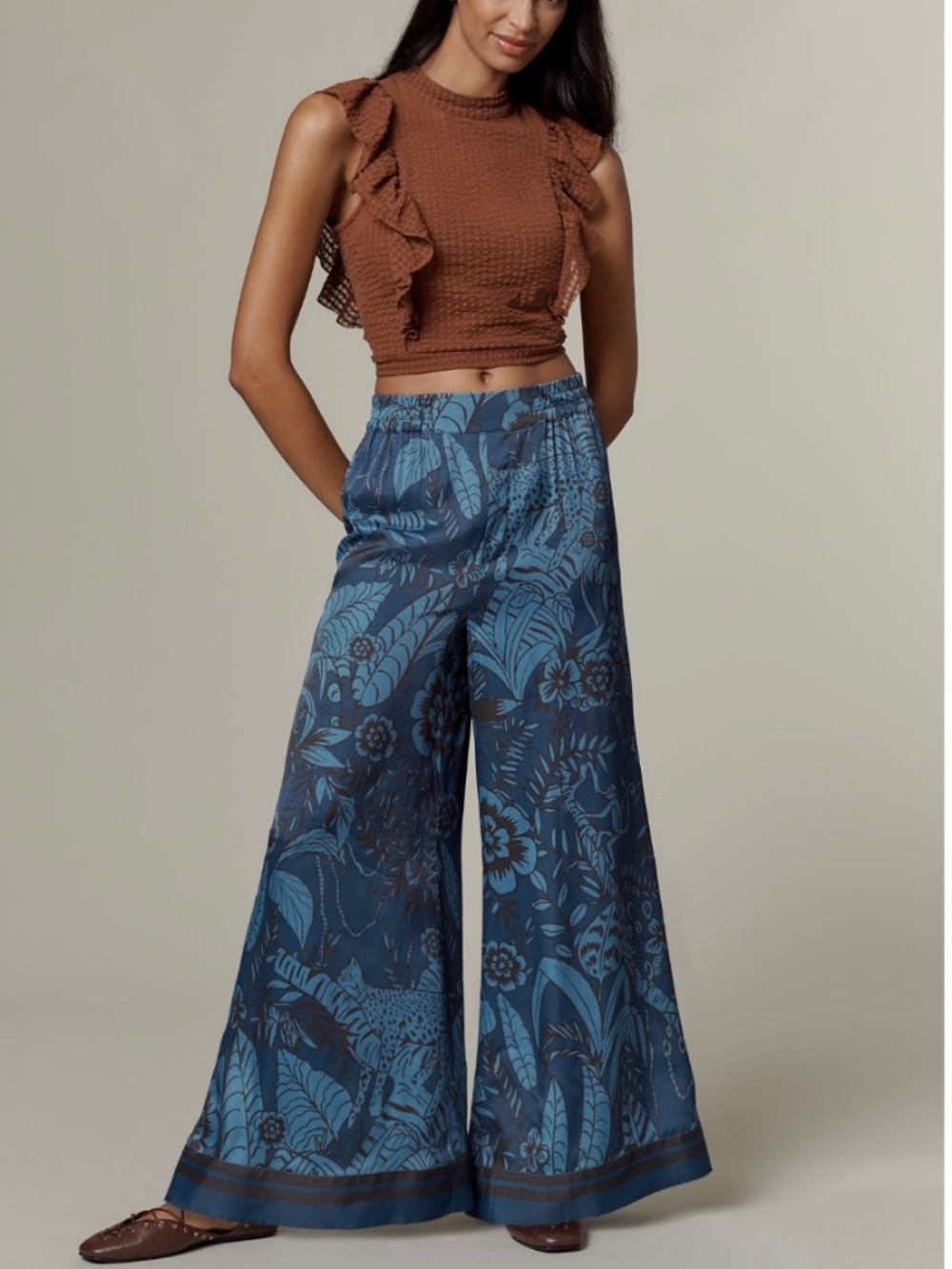 Farm Rio wide leg silky pants